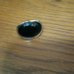 Silver oval ring with black onyx size 6